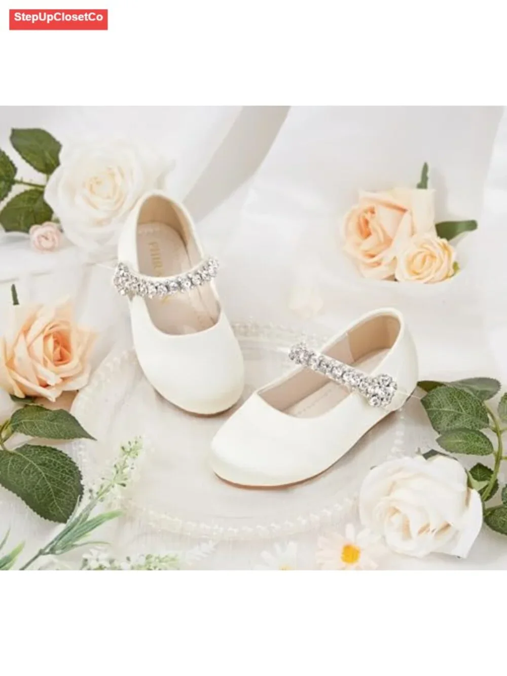 Toddler Flower Girl Glitter Dress Shoes Ballet Flats with Bow Wedding Party